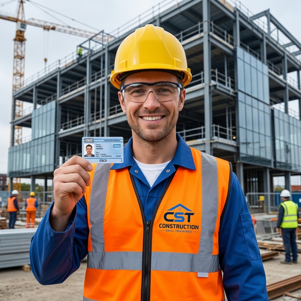 Construction worker holding a CSCS card